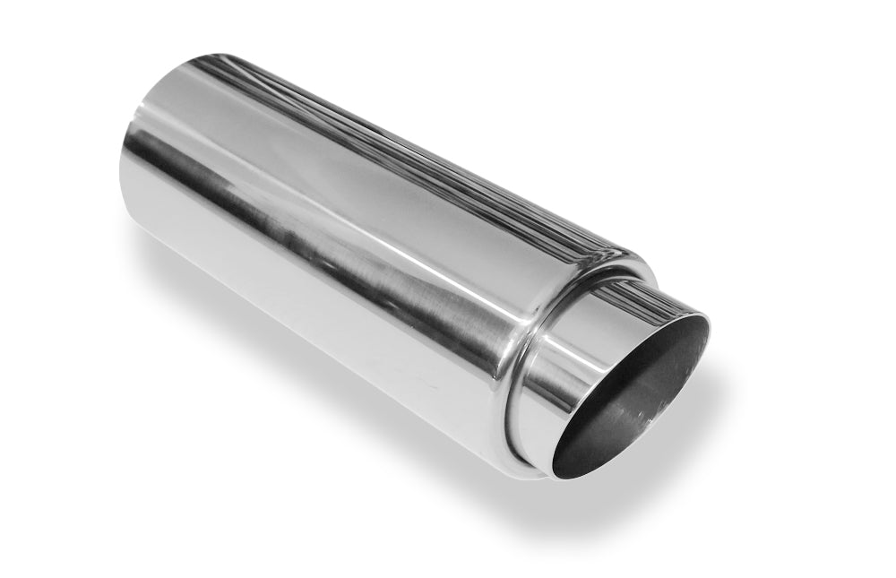 FoxAnschweißendrohr Typ 27 - Racing Design Ø 70mm außen - 55mm innen an der Vorderseite/ Länge: 330 mm / Einsatz: 90mm lang