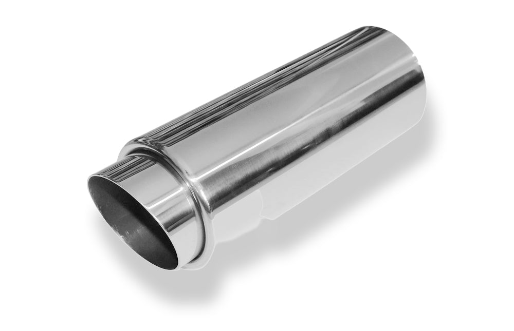 FoxAnschweißendrohr Typ 27 - Racing Design Ø 70mm außen - 55mm innen an der Vorderseite/ Länge: 330 mm / Einsatz: 90mm lang