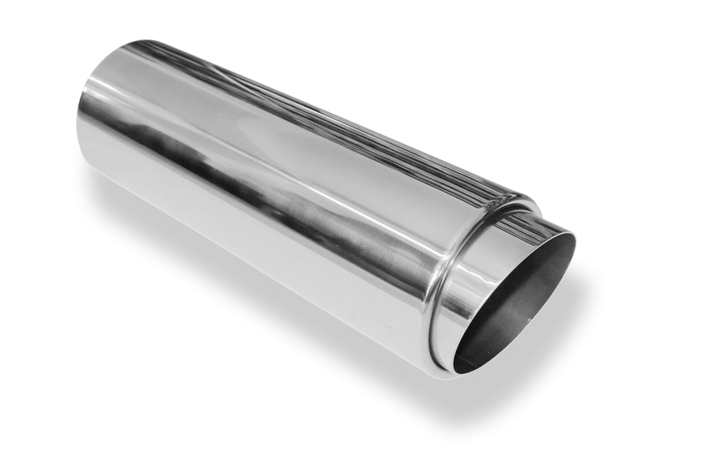 FoxAnschweißendrohr Typ 27 - Racing Design Ø 100mm außen - 85mm innen an der Vorderseite/ Länge: 330 mm / Einsatz: 90mm lang