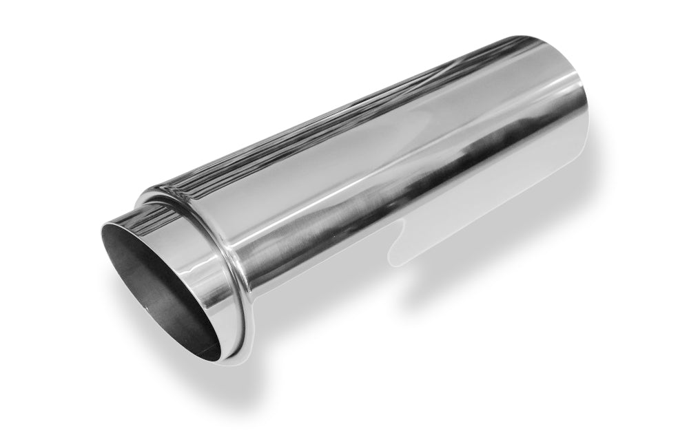 FoxAnschweißendrohr Typ 27 - Racing Design Ø 90mm außen - 70mm innen an der Vorderseite/ Länge: 330 mm / Einsatz: 90mm lang