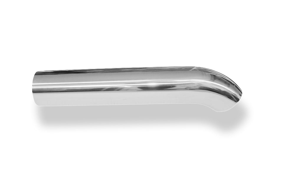 Fox Anschweißendrohr Typ 28 Ø 76mm / Länge: 250 mm / uneingerollt / 45° nach unten gebogen