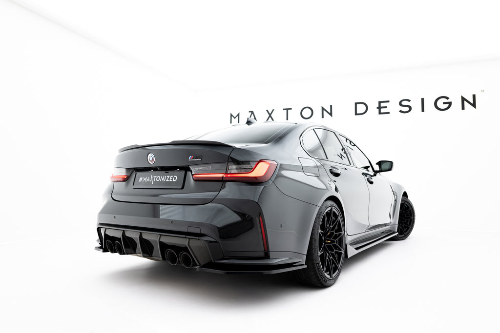 Maxton Design Heck Ansatz Flaps Diffusor V.3 passend für BMW M3 Limousine / Touring G80 / G81 schwarz Hochglanz