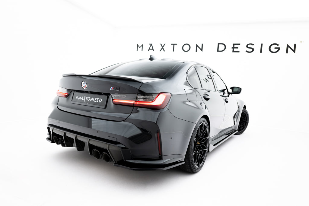 Maxton Design Heck Ansatz Flaps Diffusor V.3 passend für BMW M3 Limousine / Touring G80 / G81 schwarz Hochglanz