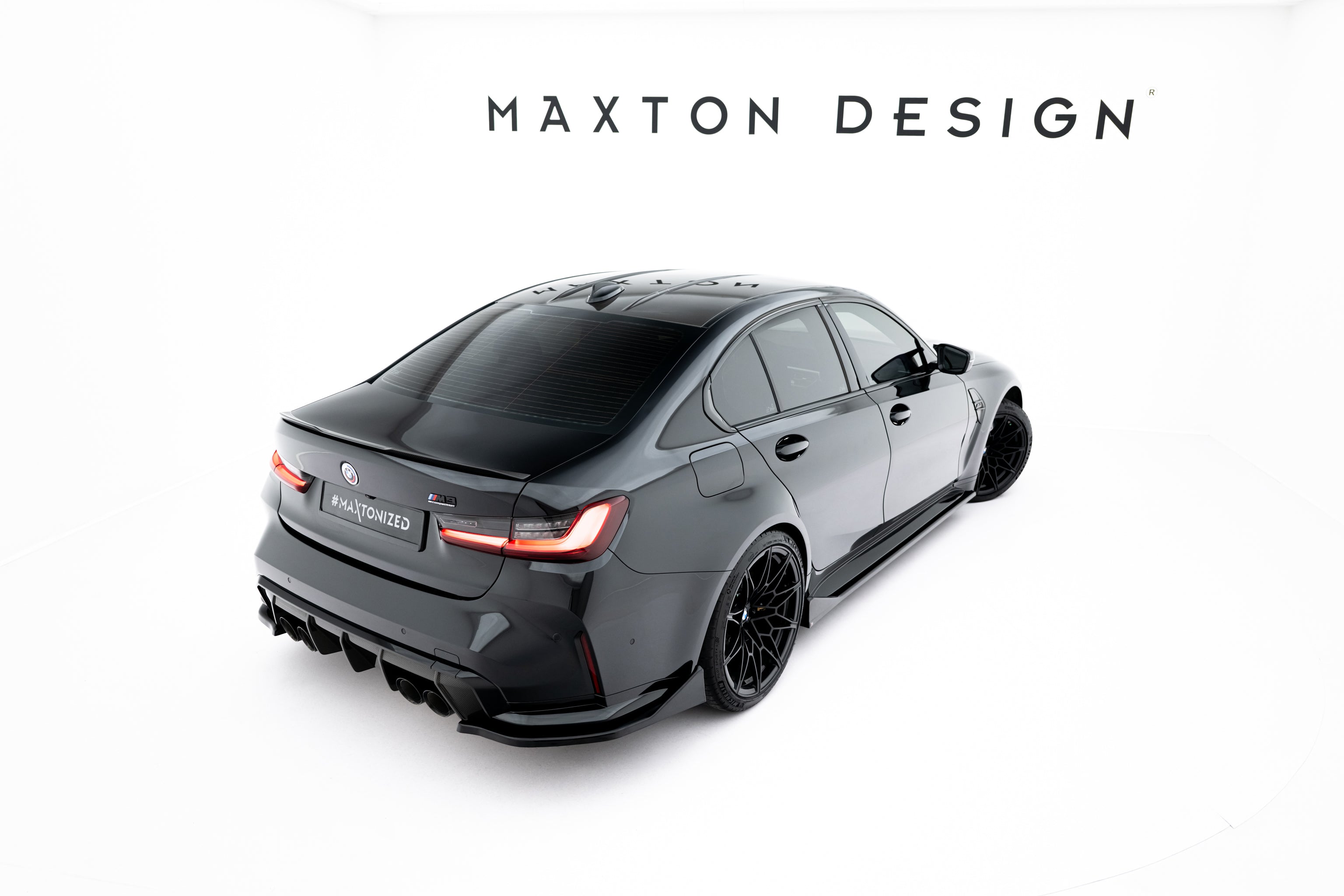 Maxton Design Heck Ansatz Flaps Diffusor V.5 passend für BMW M3 Limousine / Touring G80 / G81 schwarz Hochglanz