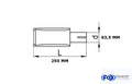 Fox Anschraubendrohr Typ 44 mit Schelle Ø68,5 einfach - 140x90mm Oval eingerollt / abgeschrägt / mit schwarzer Tulpe - L_ 250 (mm) und d_ 63,5 (mm innen)
