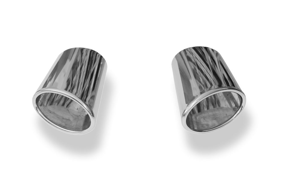 Fox Anschweißendrohr Typ 38 - Rechts & Links 106x71 mm / Länge: 200 mm - oval  - 1x seitlich nach rechts und 1x seitlich nach links abgeschrägt / eingerollt / ohne Absorber