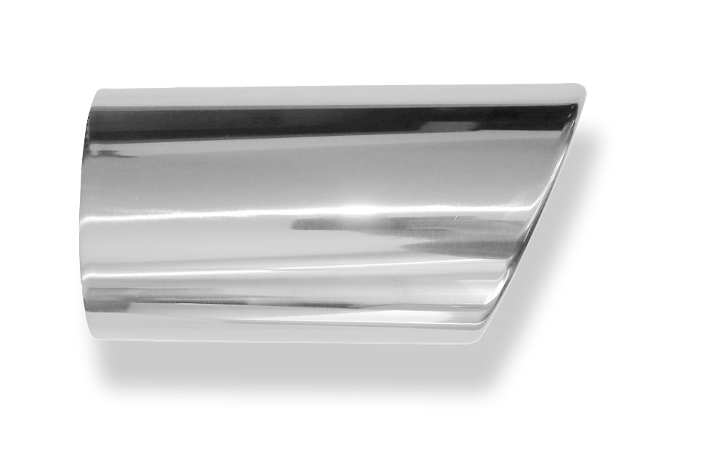 Fox Anschweißendrohr Typ 38 - Links 106x71 mm / Länge: 200 mm - oval  - seitlich nach links abgeschrägt / eingerollt / ohne Absorber