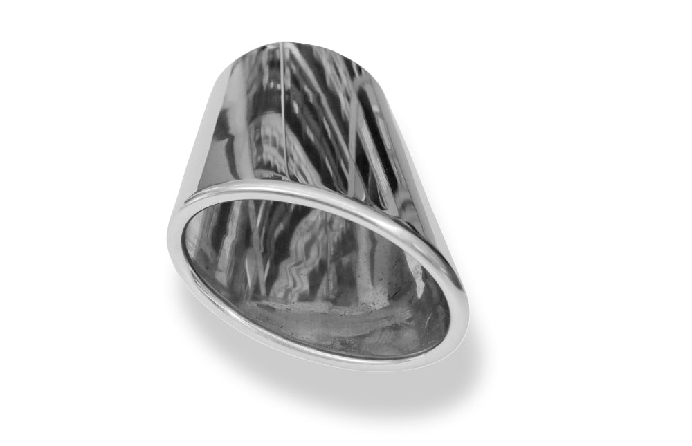 FoxAnschweißendrohr Typ 38 - Links 106x71 mm / Länge: 200 mm - oval  - seitlich nach links abgeschrägt / eingerollt / ohne Absorber