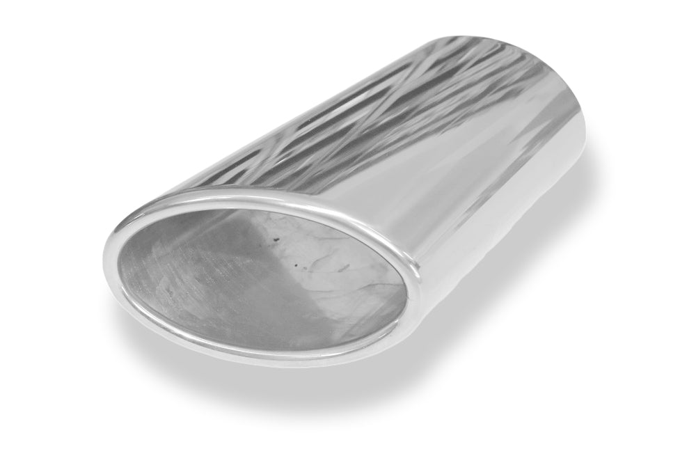 FoxAnschweißendrohr Typ 38 - Rechts 106x71 mm / Länge: 200 mm - oval  - seitlich nach rechts abgeschrägt / eingerollt / ohne Absorber