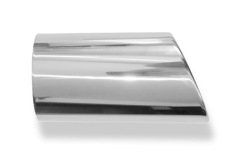 Fox Anschweißendrohr Typ 38 - Rechts 106x71 mm / Länge: 200 mm - oval  - seitlich nach rechts abgeschrägt / eingerollt / ohne Absorber