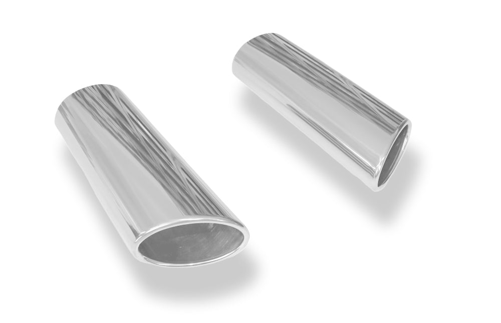 FoxAnschweißendrohr Typ 38 - Rechts & Links 106x71 mm / Länge: 300 mm - oval  - 1x seitlich nach rechts und 1x seitlich nach links abgeschrägt / eingerollt / ohne Absorber