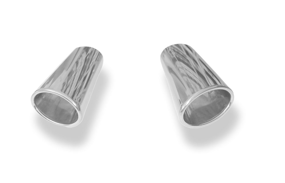 Fox Anschweißendrohr Typ 38 - Rechts & Links 106x71 mm / Länge: 300 mm - oval  - 1x seitlich nach rechts und 1x seitlich nach links abgeschrägt / eingerollt / ohne Absorber