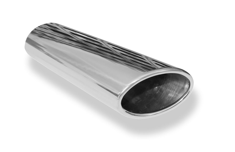 FoxAnschweißendrohr Typ 38 - Links 106x71 mm / Länge: 300 mm - oval  - seitlich nach links abgeschrägt / eingerollt / ohne Absorber