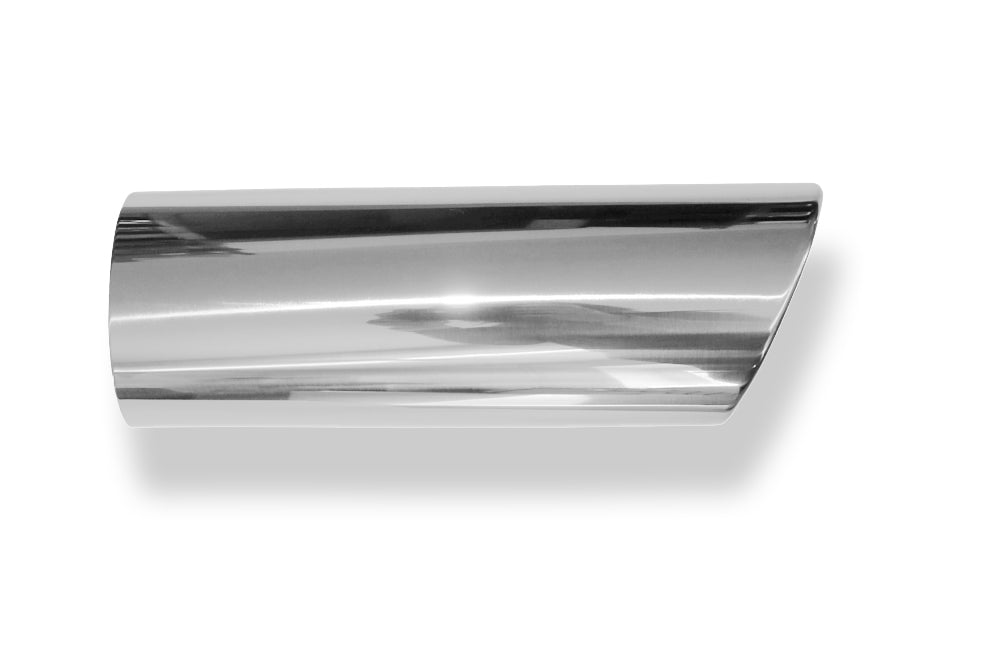 Fox Anschweißendrohr Typ 38 - Links 106x71 mm / Länge: 300 mm - oval  - seitlich nach links abgeschrägt / eingerollt / ohne Absorber