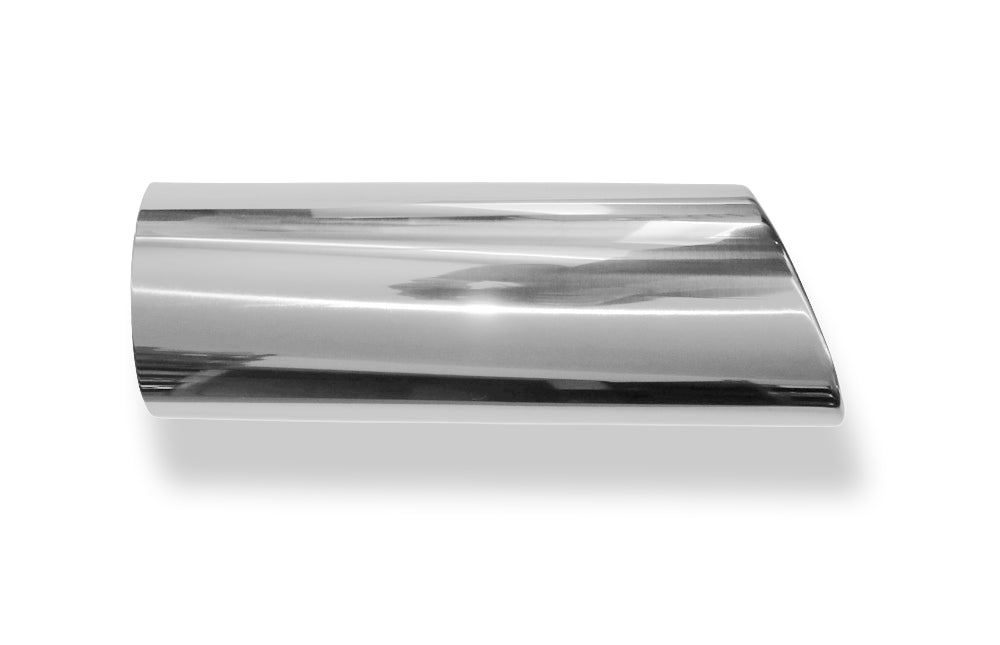Fox Anschweißendrohr Typ 38 - Rechts 106x71 mm / Länge: 300 mm - oval  - seitlich nach rechts abgeschrägt / eingerollt / ohne Absorber