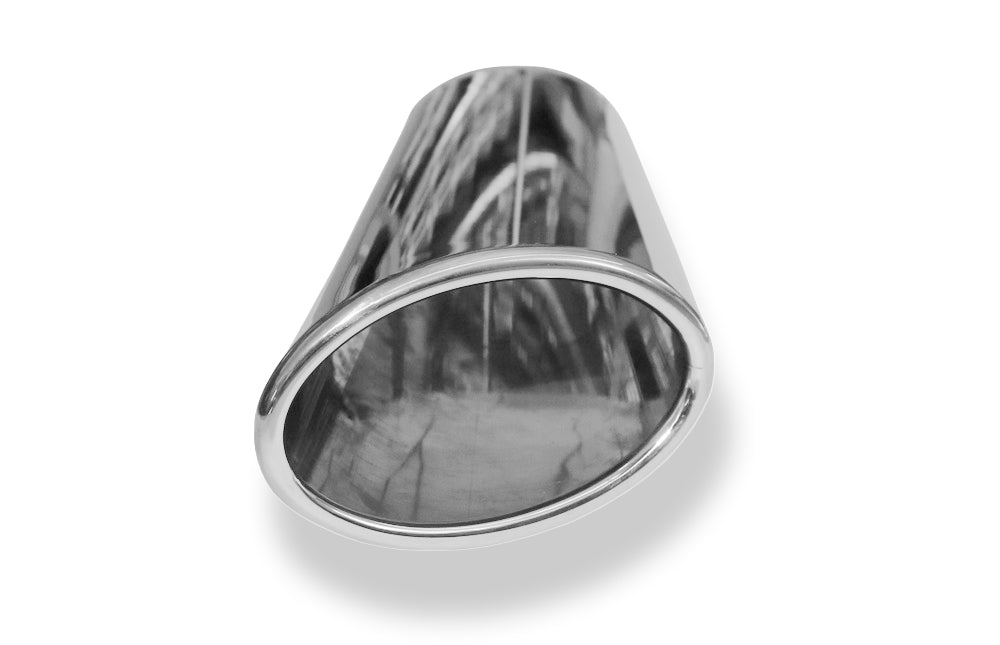 FoxAnschweißendrohr Typ 38 - Rechts 106x71 mm / Länge: 300 mm - oval  - seitlich nach rechts abgeschrägt / eingerollt / ohne Absorber