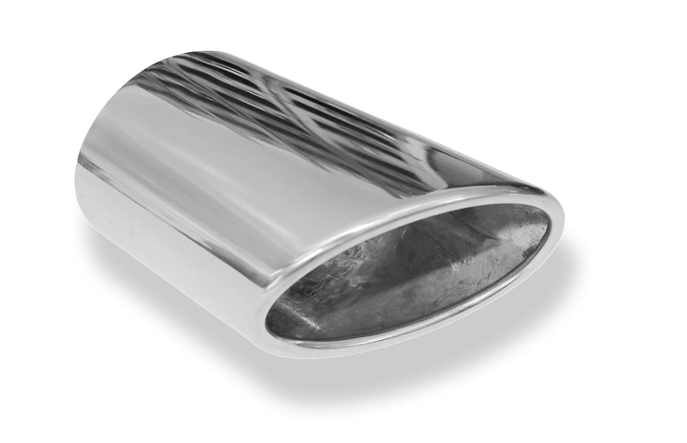 FoxAnschweißendrohr Typ 38 - Links 115x85 mm / Länge: 200 mm - oval  - seitlich nach links, sowie nach unten abgeschrägt / eingerollt / ohne Absorber