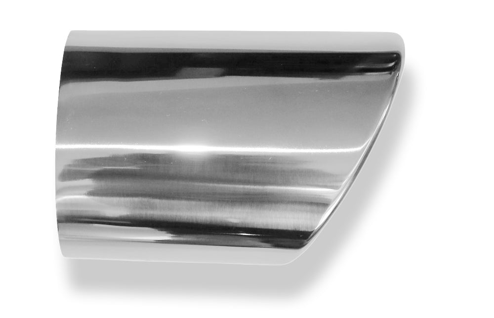FoxAnschweißendrohr Typ 38 - Links 115x85 mm / Länge: 200 mm - oval  - seitlich nach links, sowie nach unten abgeschrägt / eingerollt / ohne Absorber