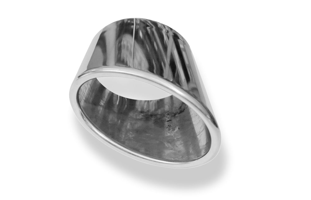 FoxAnschweißendrohr Typ 38 - Links 115x85 mm / Länge: 200 mm - oval  - seitlich nach links, sowie nach unten abgeschrägt / eingerollt / ohne Absorber