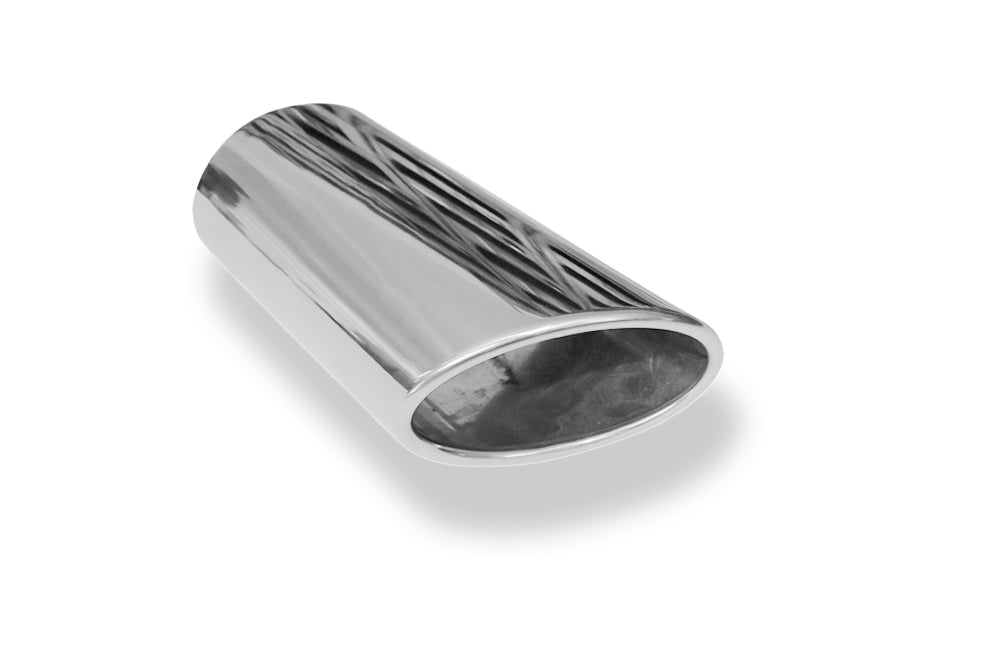 FoxAnschweißendrohr Typ 38 - Links 115x85 mm / Länge: 240 mm - oval  - seitlich nach links, sowie nach unten abgeschrägt / eingerollt / ohne Absorber