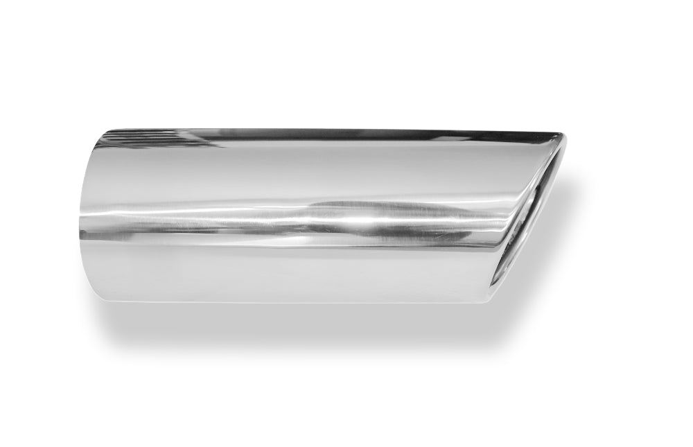 FoxAnschweißendrohr Typ 38 - Links 115x85 mm / Länge: 240 mm - oval  - seitlich nach links, sowie nach unten abgeschrägt / eingerollt / ohne Absorber