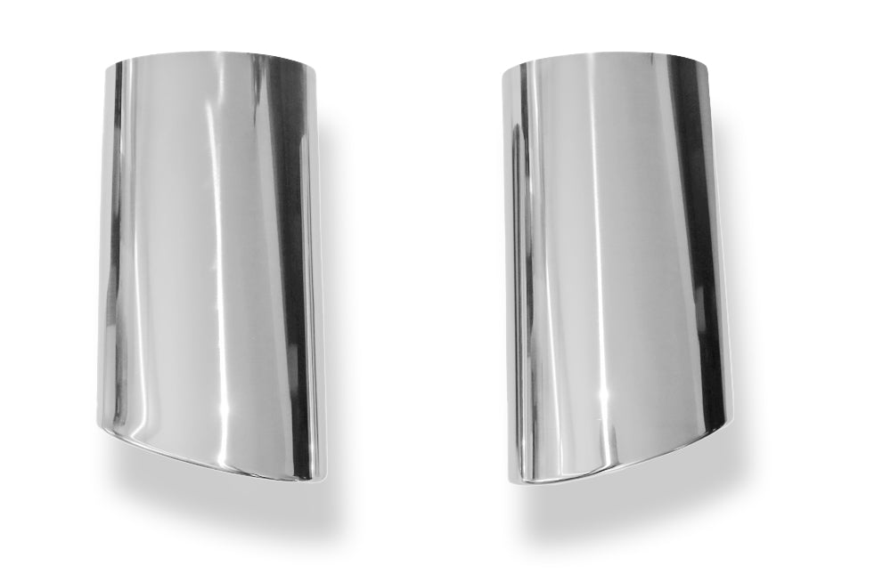 Fox Anschweißendrohr Typ 38 - Rechts & Links 160x90 mm / Länge: 300 mm - oval  - 1x seitlich nach rechts 15° und 1x seitlich nach links 15°, sowie 15° nach unten abgeschrägt / eingerollt / ohne Absorber
