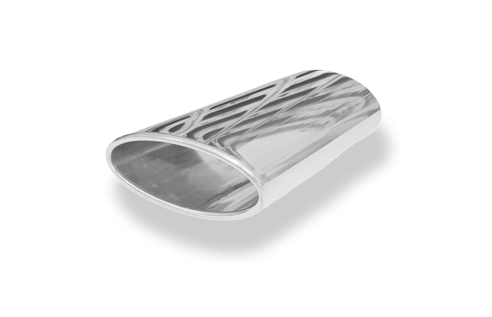 FoxAnschweißendrohr Typ 38 - Rechts 160x90 mm / Länge: 300 mm - oval  - seitlich nach rechts 15°, sowie 15° nach unten abgeschrägt / eingerollt / ohne Absorber