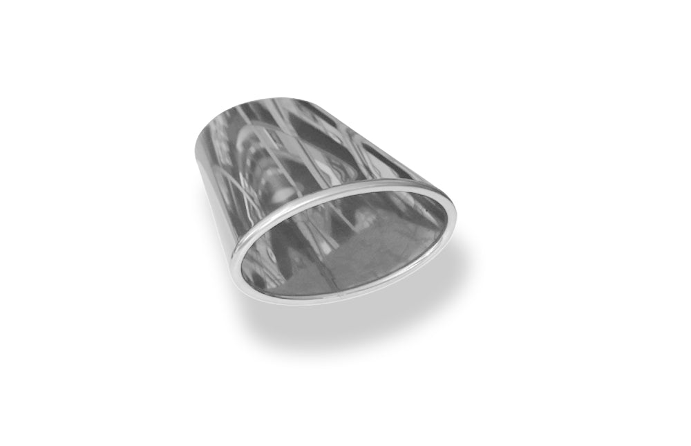 FoxAnschweißendrohr Typ 38 - Rechts 160x90 mm / Länge: 200 mm - oval  - seitlich nach rechts 15°, sowie 15° nach unten abgeschrägt / eingerollt / ohne Absorber