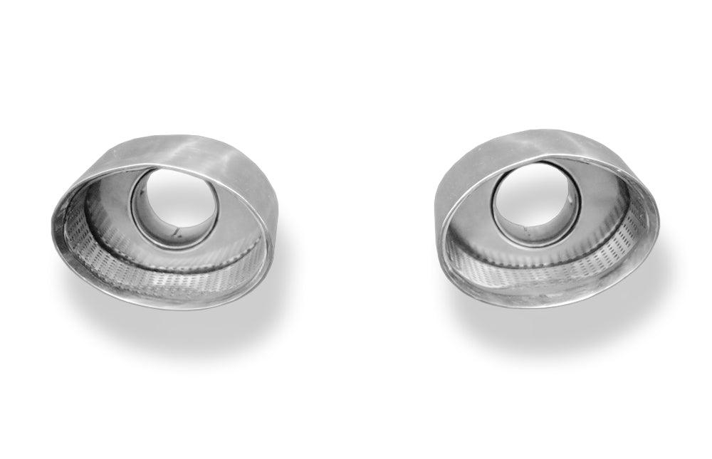 Fox Anschweißendrohr Typ 38 - Rechts & Links RS3-Look 160x130 mm / Länge: 180 mm - oval  - 1x seitlich nach rechts und 1x seitlich nach links abgeschrägt Anschluss: 63,5mm innen mit Schelle