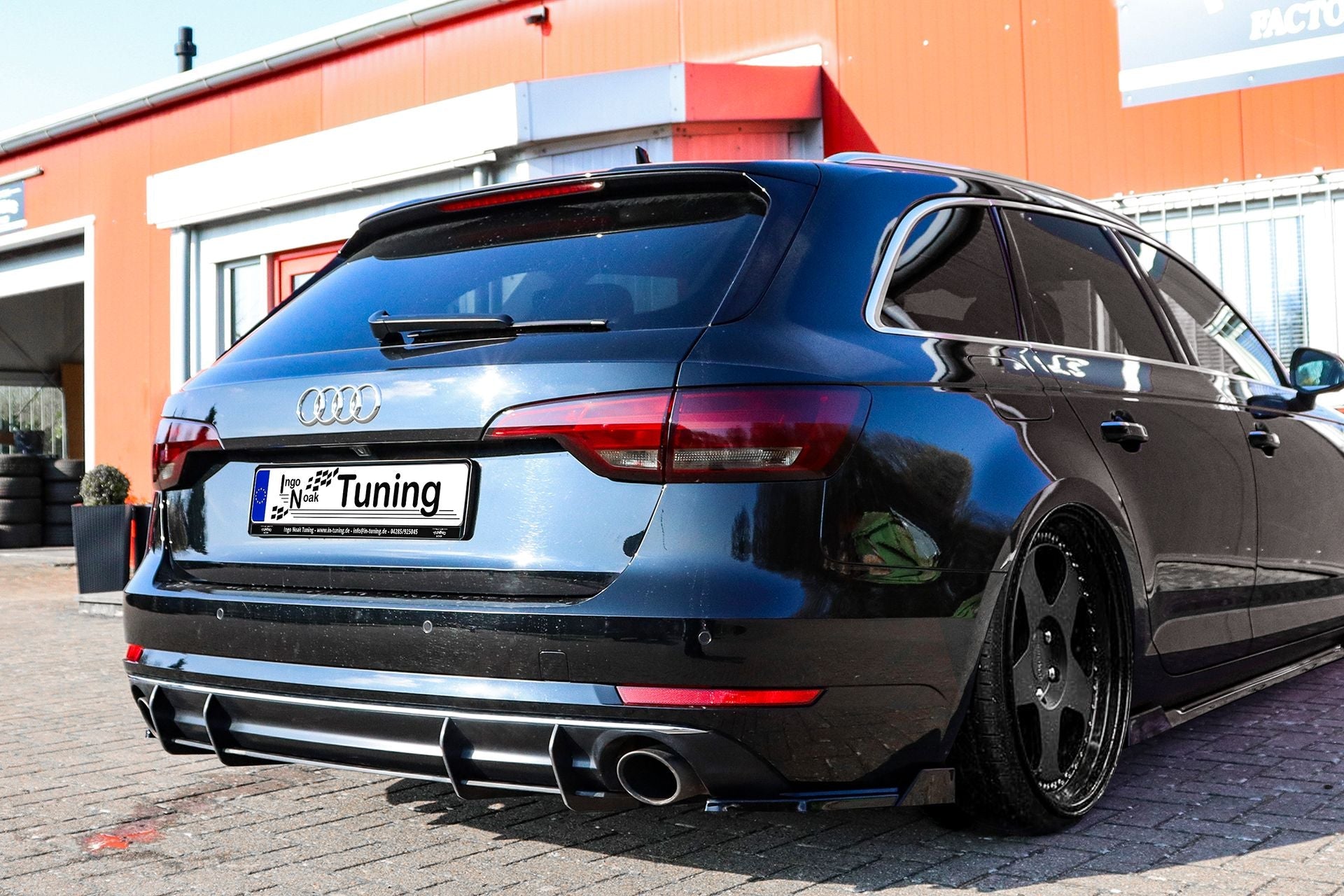 Gefräster Heckansatz aus ABS für Audi A4 B9 Avant mit Endrohr L/R
