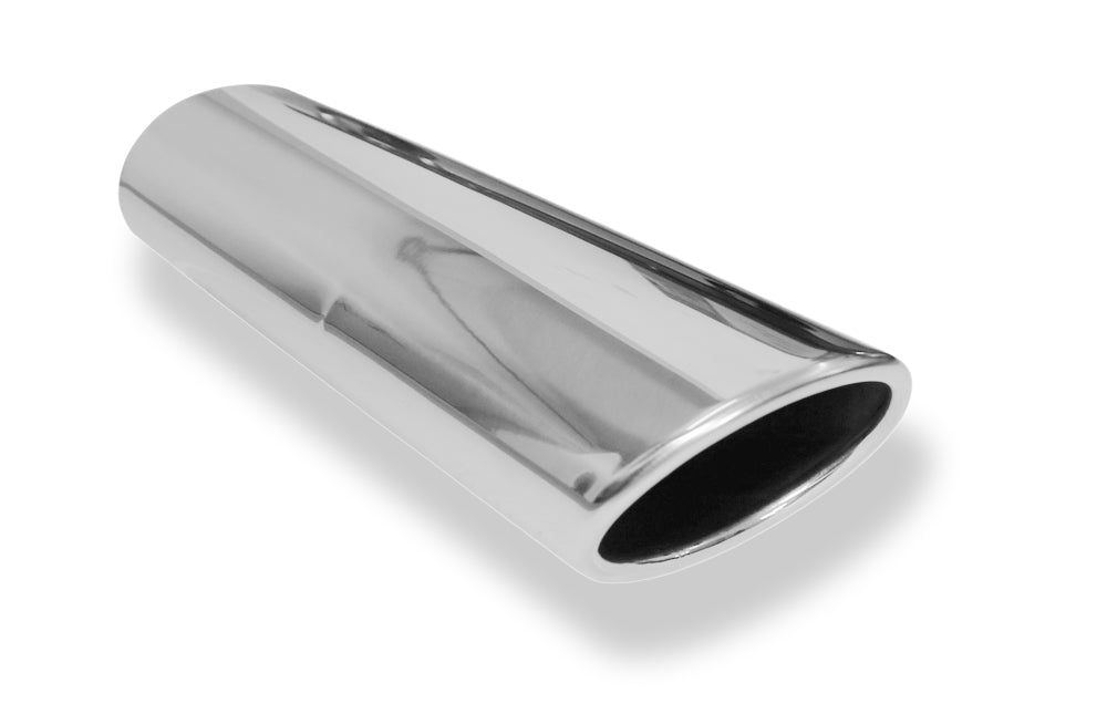 FoxAnschweißendrohr Typ 44 106 x 71 mm / Länge: 300 mm  - oval / eingerollt / 29° abgeschrägt / mit lang gezogener Tulpe