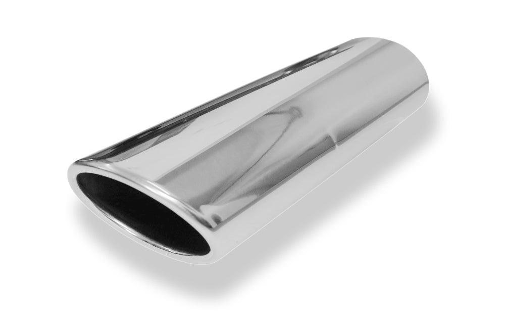 FoxAnschweißendrohr Typ 44 106 x 71 mm / Länge: 300 mm  - oval / eingerollt / 29° abgeschrägt / mit lang gezogener Tulpe