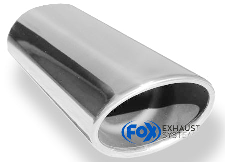 Fox Anschweißendrohr Typ 44 115x85 mm / Länge: 300 mm  - oval / eingerollt / 25° abgeschrägt / mit lang gezogener Tulpe