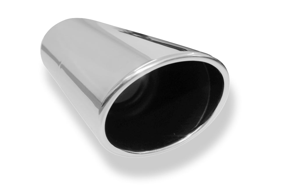 FoxAnschweißendrohr Typ 44 129x106 mm / Länge: 300 mm  - oval / eingerollt / 19° abgeschrägt / mit lang gezogener Tulpe