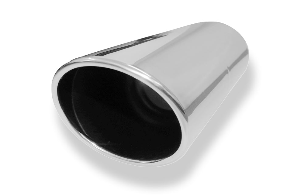 FoxAnschweißendrohr Typ 44 129x106 mm / Länge: 300 mm  - oval / eingerollt / 19° abgeschrägt / mit lang gezogener Tulpe