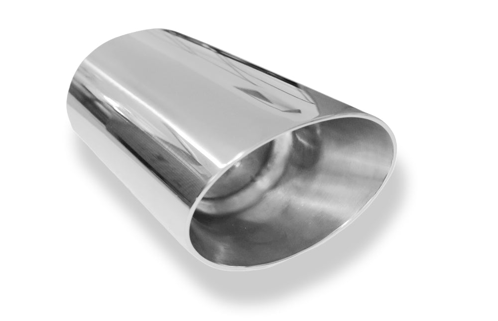 FoxAnschweißendrohr Typ 45 106 x 71 mm / Länge: 300 mm  - oval / uneingerollt / 15° abgeschrägt / mit Typ-B Einsatz