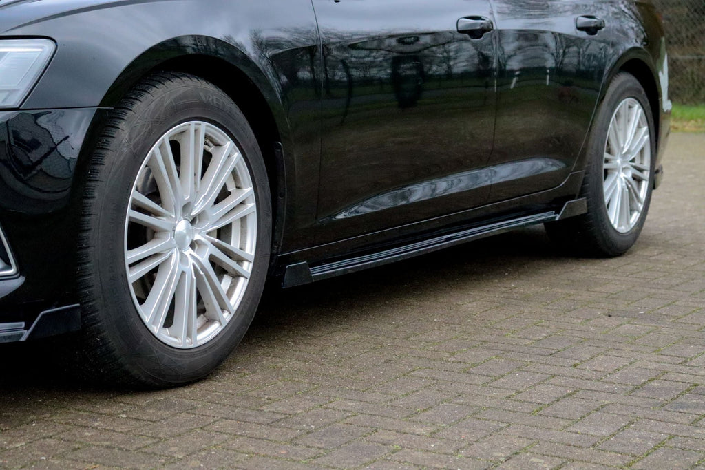 Seitenschwellersatz aus ABS mit seitlichem Wing vorne + hinten Audi A6 C8 Typ F2