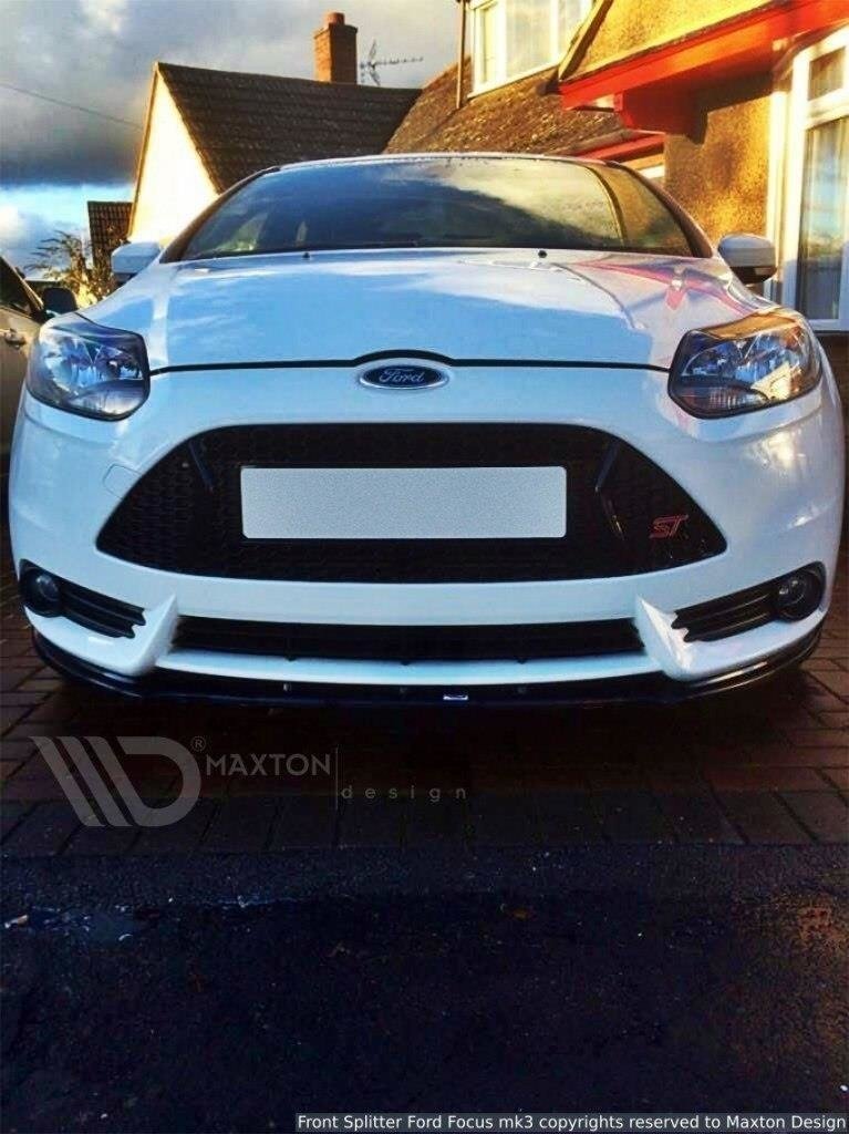 Maxton Design Street+ Spoilerlippe Front Ansatz V.1 passend für Ford Focus ST Mk3 schwarz Hochglanz
