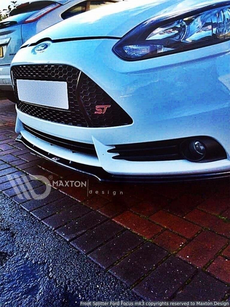 Maxton Design Street+ Spoilerlippe Front Ansatz V.1 passend für Ford Focus ST Mk3 schwarz Hochglanz
