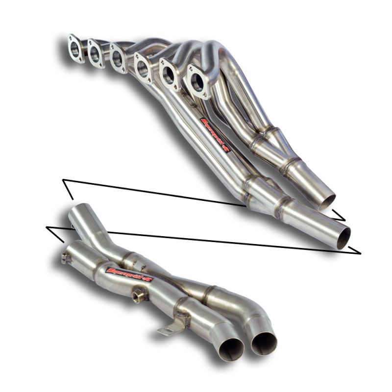 Supersprint Fächerkrümmer + -X-Pipe-  - (Left Hand Drive) - Edelstahl für Serien Katalysator für Alpina BMW ALPINA Serie 3