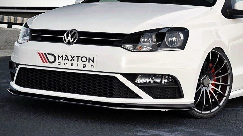 Maxton Design Street+ Spoilerlippe Front Ansatz V.1 passend für VW Polo GTI Mk5 Facelift schwarz Hochglanz
