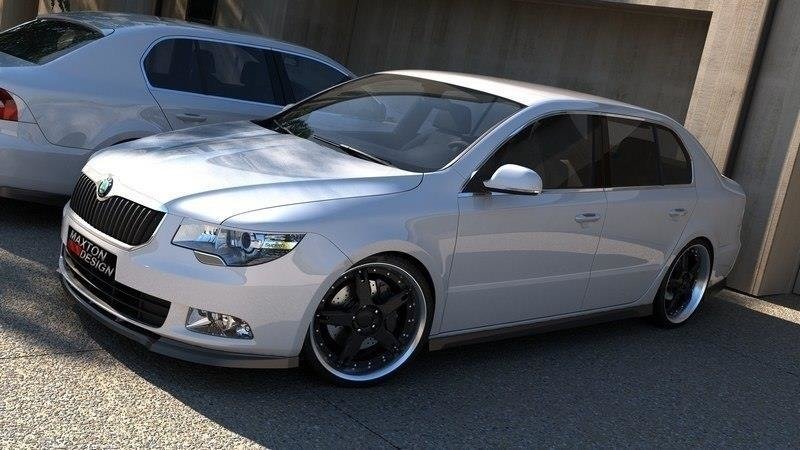 Maxton Design Street+ Spoilerlippe Front Ansatz passend für Skoda Superb Mk2 schwarz Hochglanz