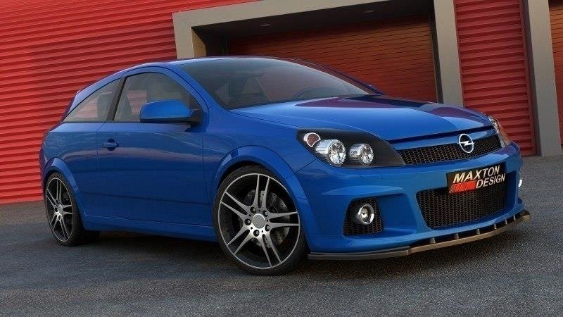 Maxton Design Street+ Spoilerlippe Front Ansatz passend für OPEL ASTRA H (passend für OPC / VXR) schwarz Hochglanz