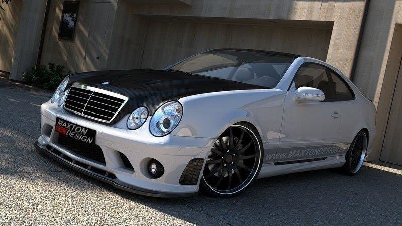 Maxton Design Street+ Spoilerlippe Front Ansatz passend für MERCEDES CLK W208 (FÜR ME-CLK-208-AMG204-F1 Front Stoßstange) schwarz Hochglanz