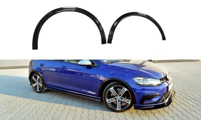 Maxton Design Kotflügelverlängerung VW Golf R / R-Line Mk7 Facelift schwarz Hochglanz für Volkswagen Golf Mk7 Facelift