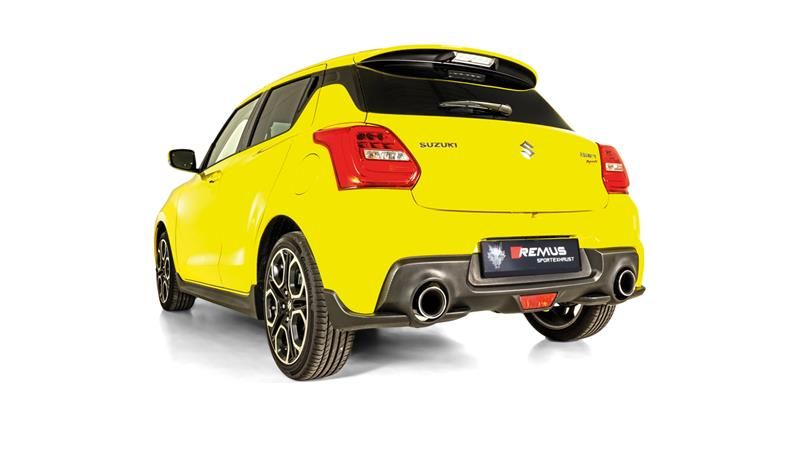 Remus Cat-Back-System mit links/rechts je 1 Endrohr 115mm verchromt, inkl. (EG-) GENEHMIGUNG! für Suzuki Swift 1,4l Turbo 103kW Boosterjet (mit OPF, E