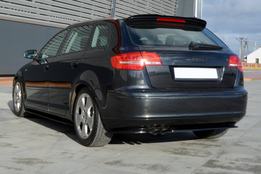 Maxton Design Splitter / Diffusor Heck Ansatz passend für Audi A3 Sportback 8P / 8P Facelift schwarz Hochglanz