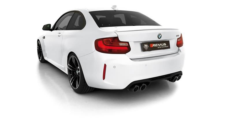 Remus Sportschalldämpfer mittig  für links/rechts Anlage (ohne Endrohre), mit 2 integrierten Klappen, inkl. (EG ) Genehmigung für BMW M2 3.0l 302 kW (