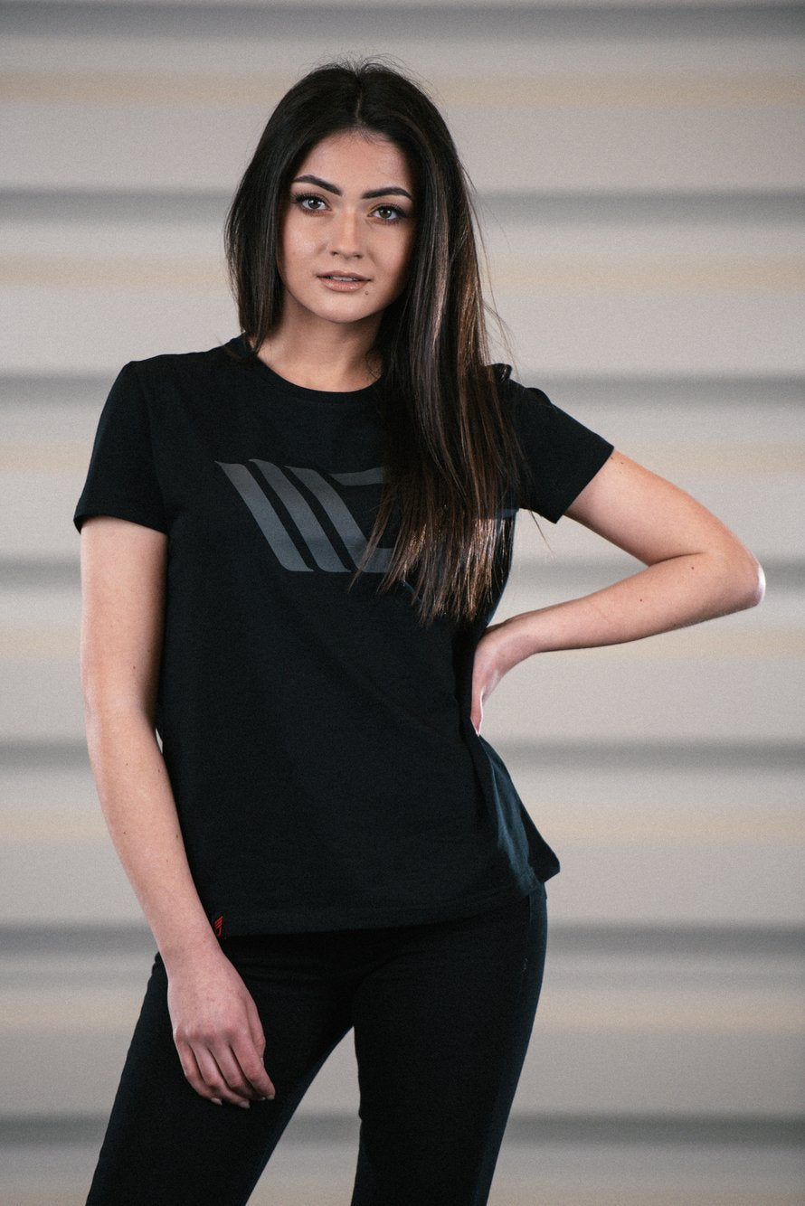 Maxton Design Womens Black T-shirt mit grey logo