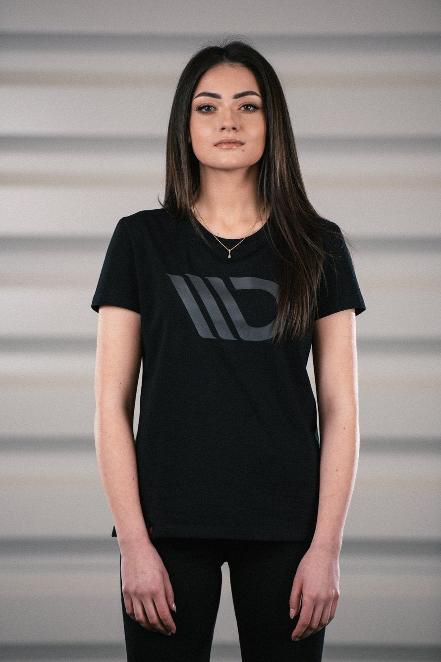 Maxton Design Womens Black T-shirt mit grey logo